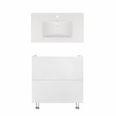 Комплект Qtap тумба напольная Tern 800х725х437 мм White + раковина врезная Albatross New QT71TE44096