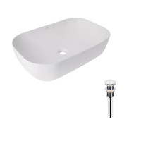 Комплект Qtap Robin: Раковина накладна прамокутна 600x390x150 мм White + Донний клапан PU02