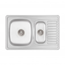 Кухонна мийка з додатковою чашею Lidz 7850 0,8 мм Micro Decor (LIDZ7850MDEC)