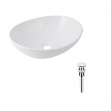 Комплект Qtap Dove: Раковина накладна овальна 415x340x140 мм White + Донний клапан PU02