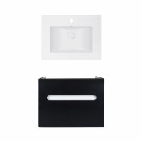 Комплект Qtap тумба подвесная Virgo 600х580х437 мм Black/White + раковина врезная Albatross E QT71V44060