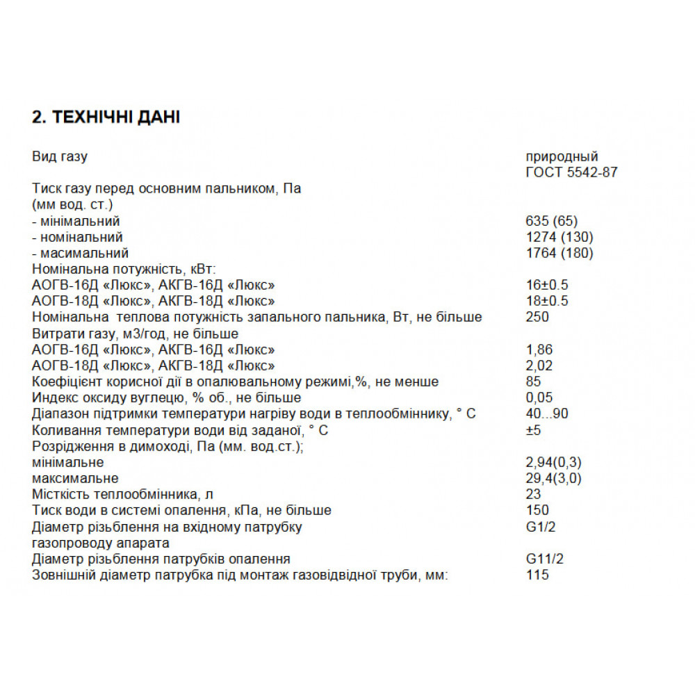Газовий котел Геліос АОГВ 18Д Люкс